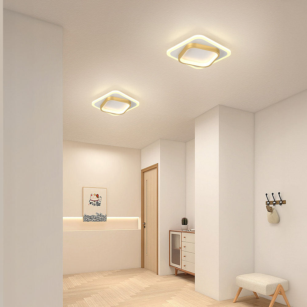 Vierkante LED Gouden Woonkamer Plafondverlichting