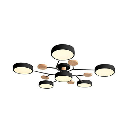 Contemporary Round Iron LED Semi-Flush Pendant Light 