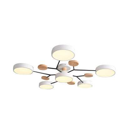 Contemporary Round Iron LED Semi-Flush Pendant Light 