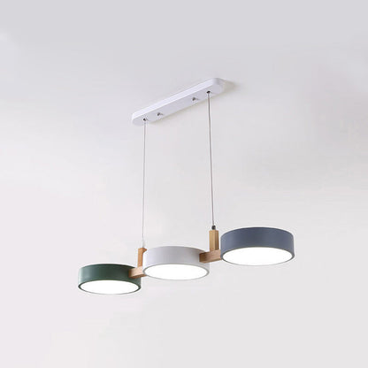 Contemporary metal cylinder multi-light Nordic pendant lamp