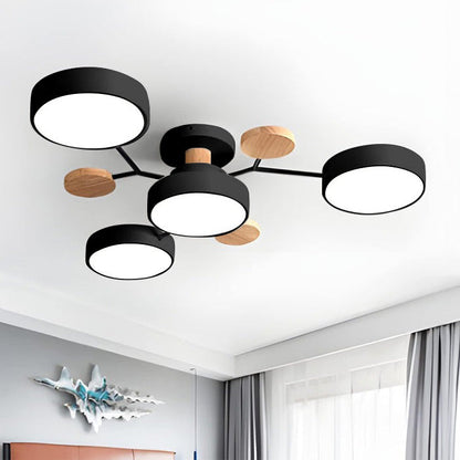 Contemporary Round Iron LED Semi-Flush Pendant Light 