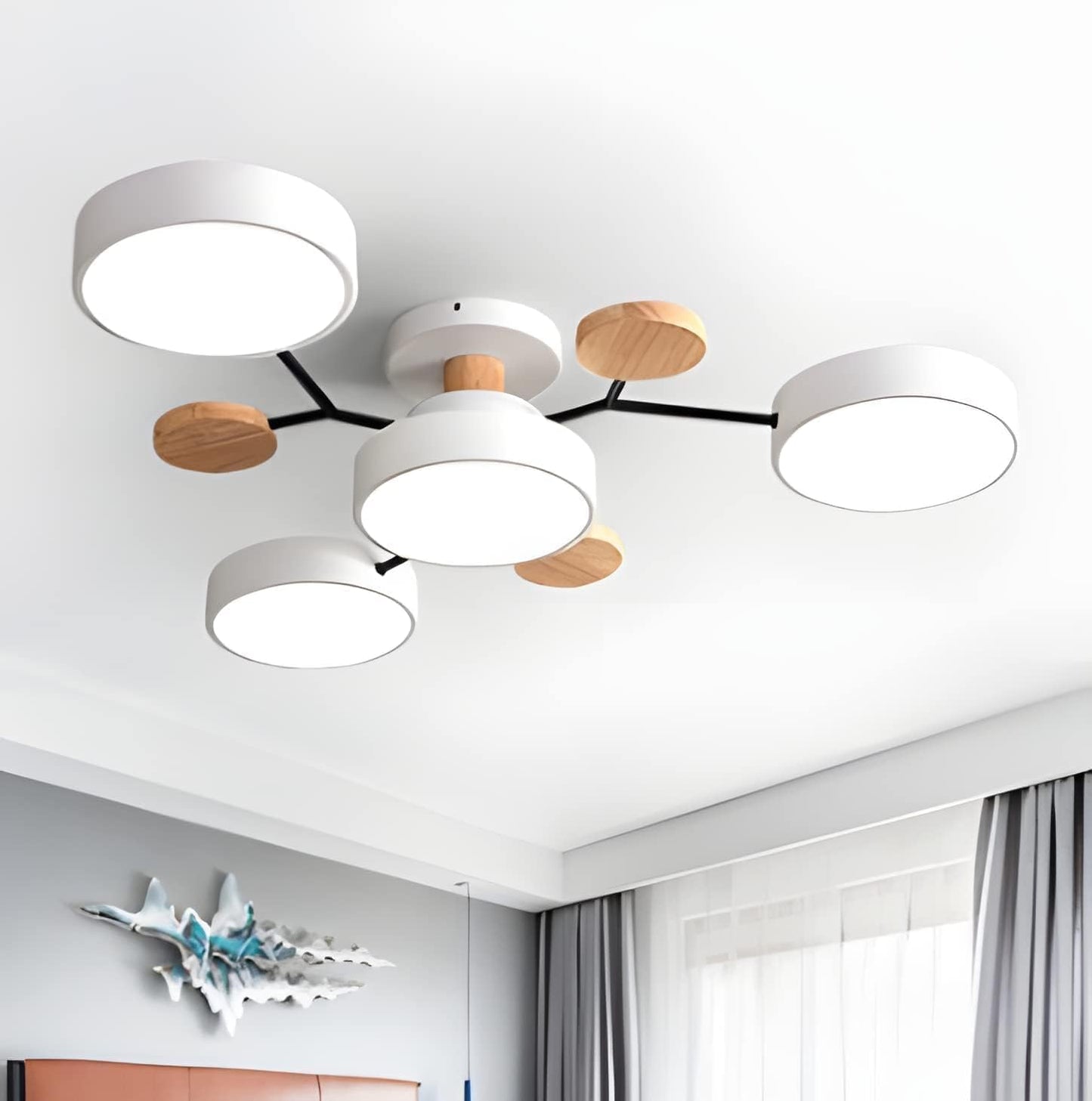 Contemporary Round Iron LED Semi-Flush Pendant Light 