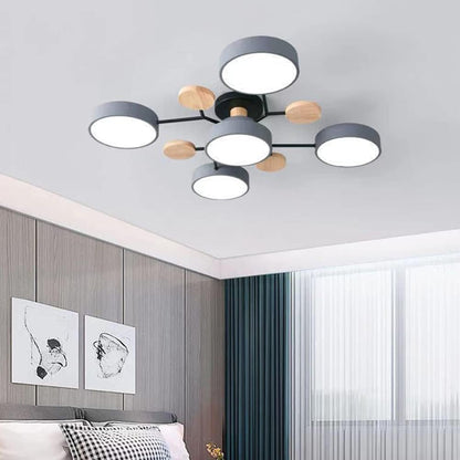 Contemporary Round Iron LED Semi-Flush Pendant Light 