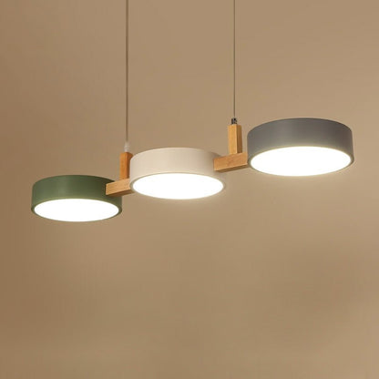 Contemporary metal cylinder multi-light Nordic pendant lamp