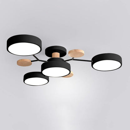 Contemporary Round Iron LED Semi-Flush Pendant Light 