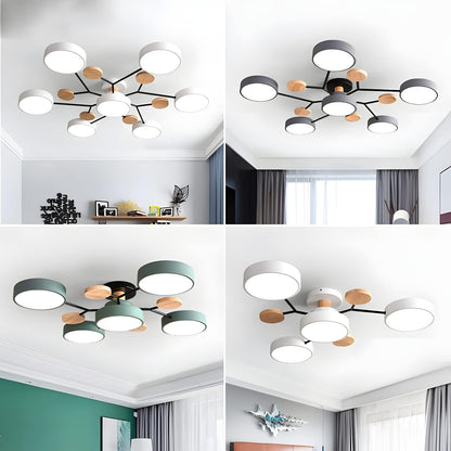 Contemporary Round Iron LED Semi-Flush Pendant Light 