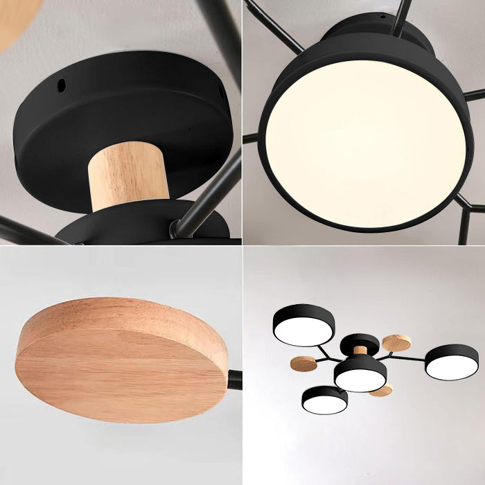 Contemporary Round Iron LED Semi-Flush Pendant Light 