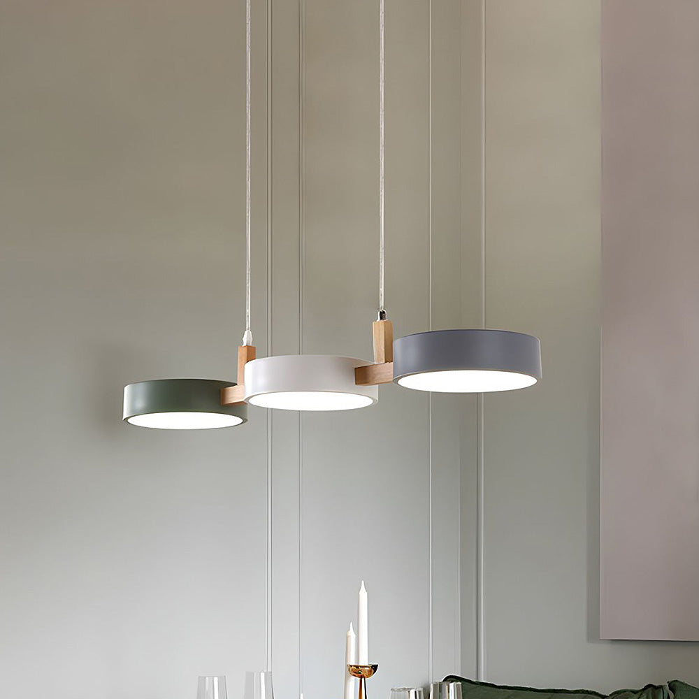 Contemporary metal cylinder multi-light Nordic pendant lamp