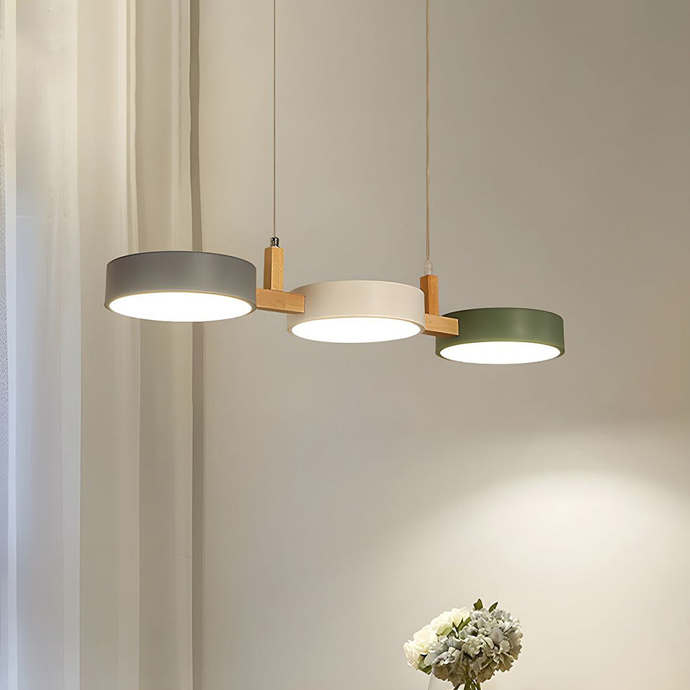 Contemporary metal cylinder multi-light Nordic pendant lamp