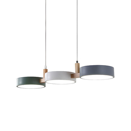 Contemporary metal cylinder multi-light Nordic pendant lamp