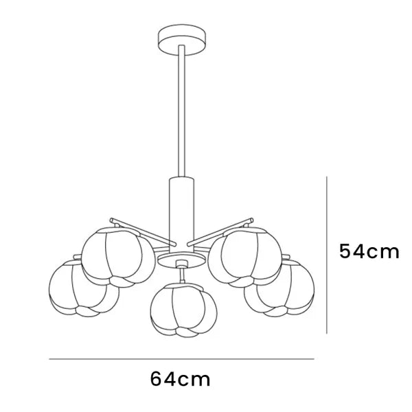 Creative chandelier in the living room made of wood and cotton balls 