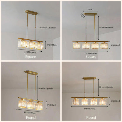 Noorse Multi-Head Lange Glazen Eilandlamp