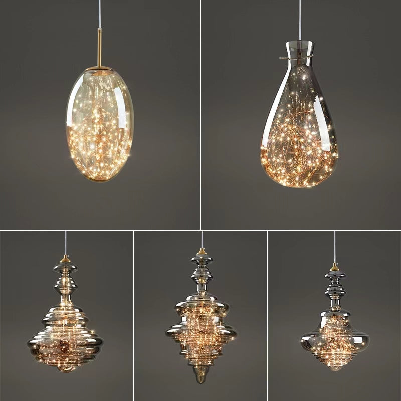 Modern Gray Glass Starry Sky Pendant Lamp