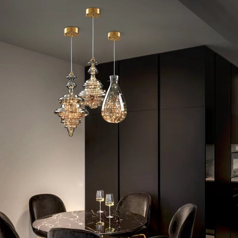 Modern Gray Glass Starry Sky Pendant Lamp