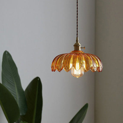 Vintage glazen bloem hanglamp