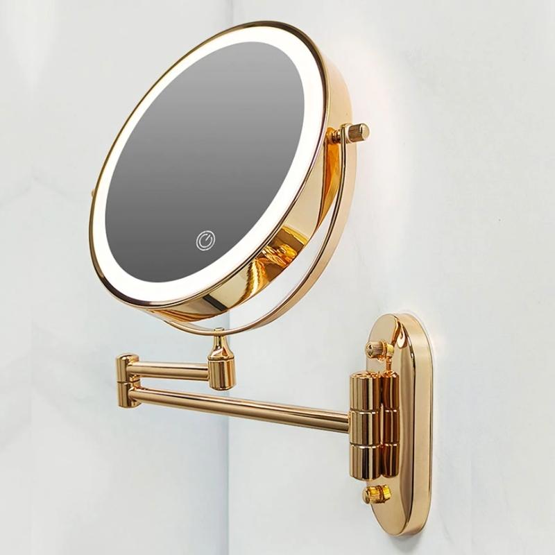 Gouden oplaadbare LED vergrotende spiegel voor make-up en badkamer