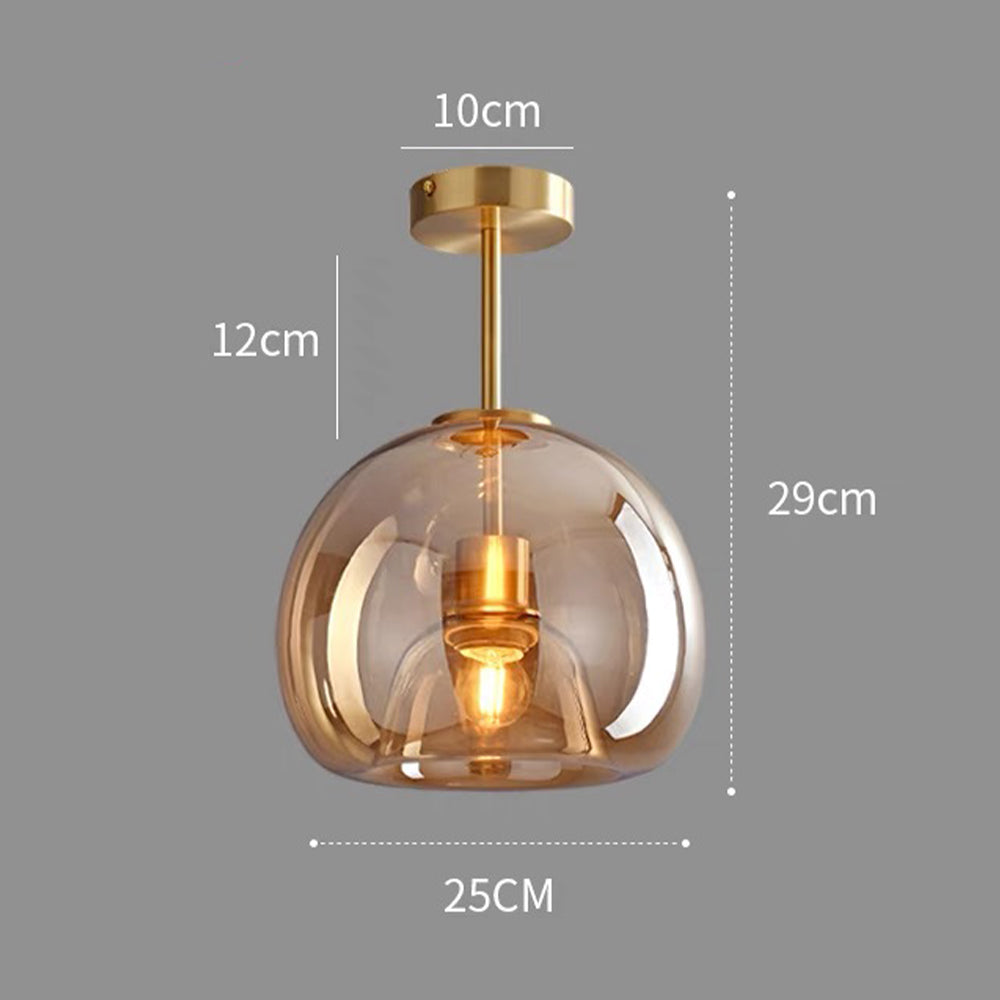 Koperen Retro Glazen Moderne Plafondlamp