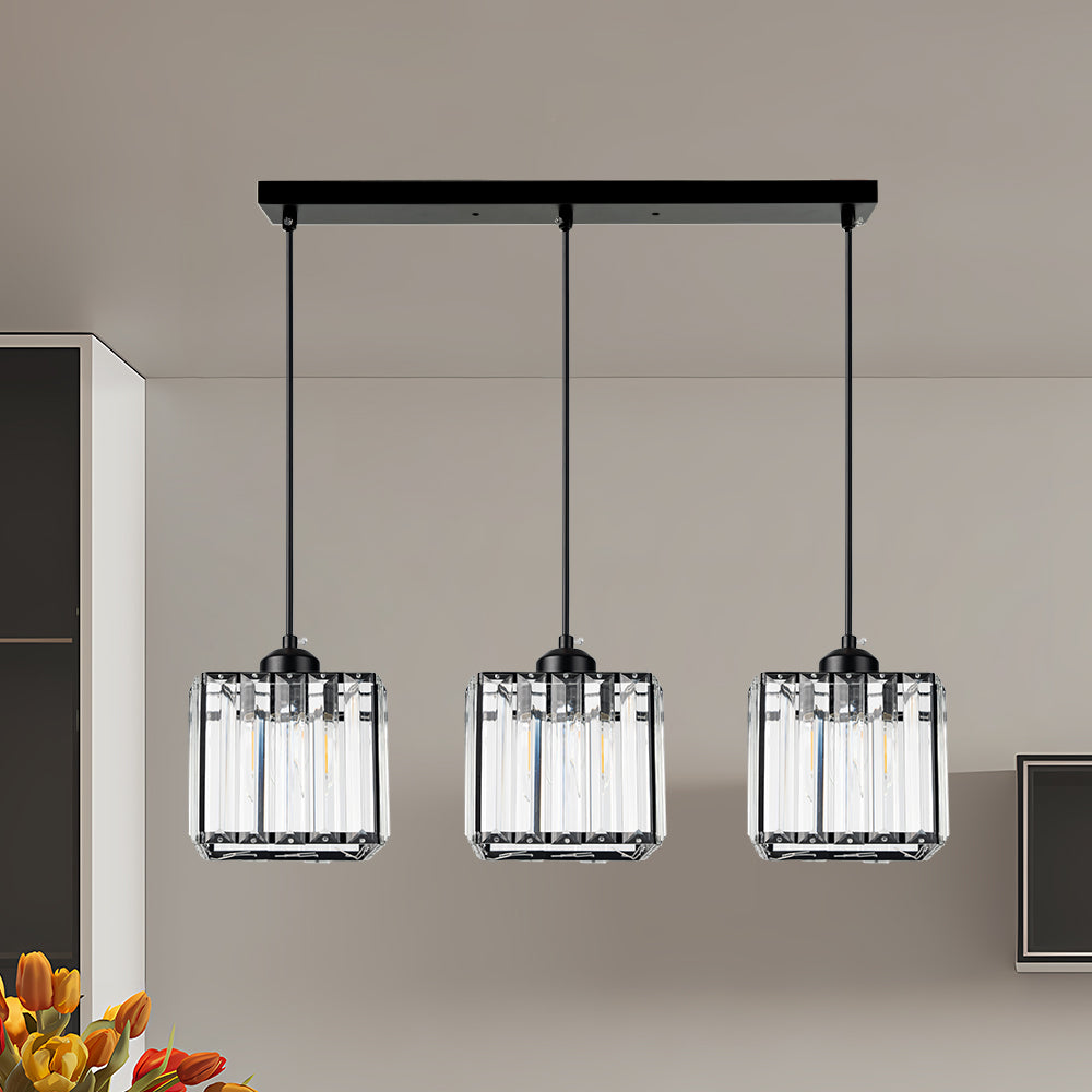 Moderne Multi-Head Glas Keuken Zwarte Hanglamp