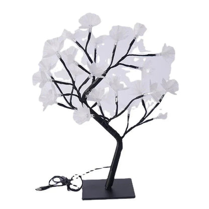 White birch fiber optic flower tree light 