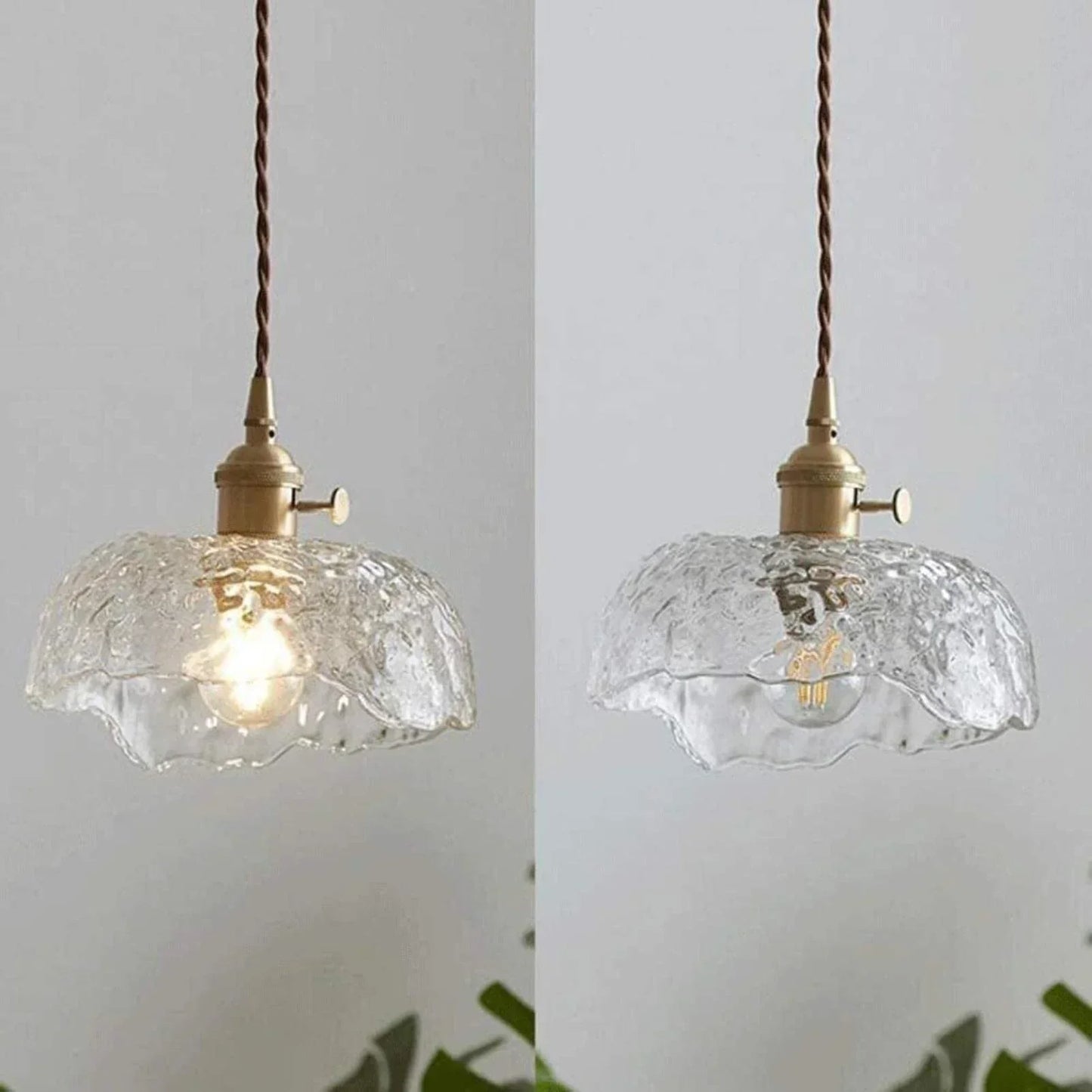 Irregular brass glass pendant lamp