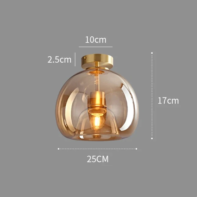 Koperen Retro Glazen Moderne Plafondlamp