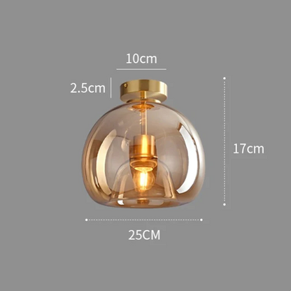 Koperen Retro Glazen Moderne Plafondlamp