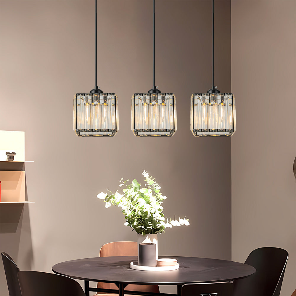 Moderne Multi-Head Glas Keuken Zwarte Hanglamp