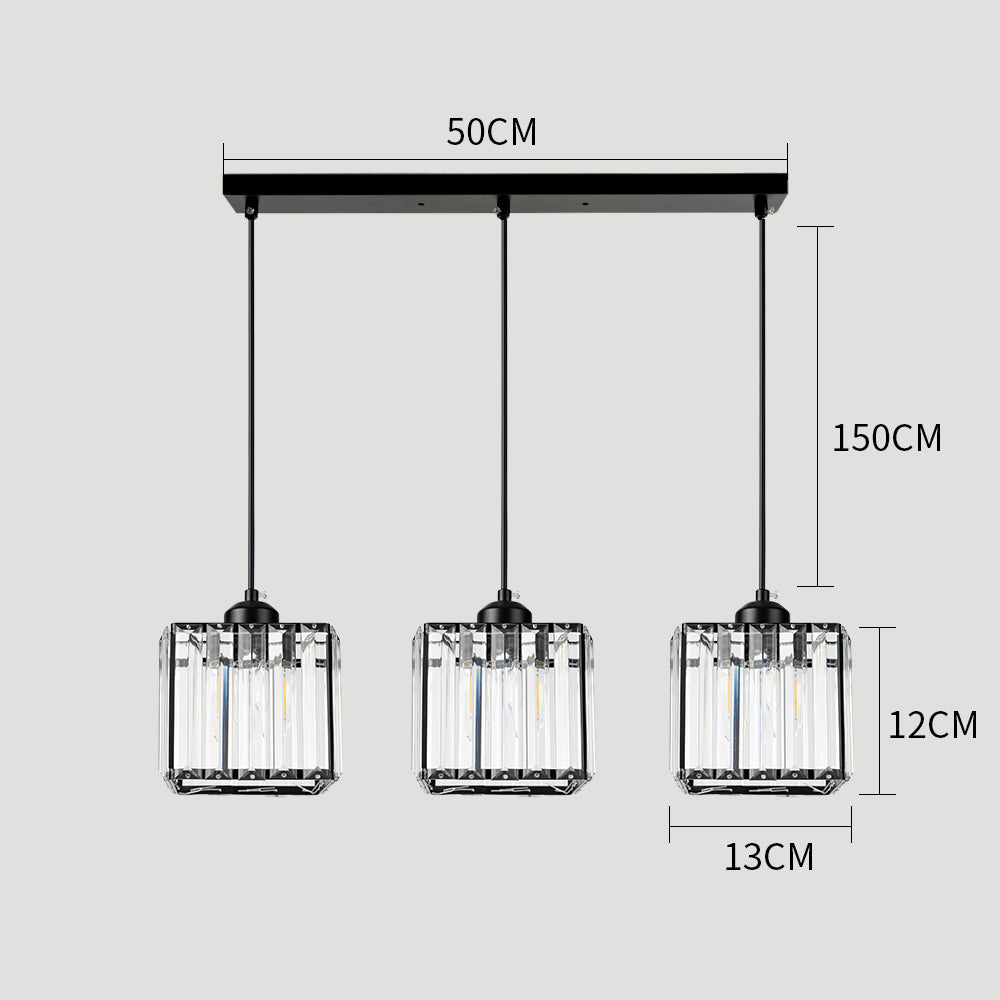 Moderne Multi-Head Glas Keuken Zwarte Hanglamp