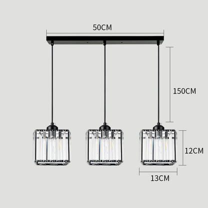 Moderne Multi-Head Glas Keuken Zwarte Hanglamp