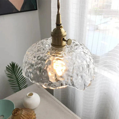 Irregular brass glass pendant lamp