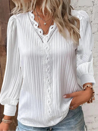 EMMA™ | BLOUSE MET KANTDETAILS IN CHIFFON