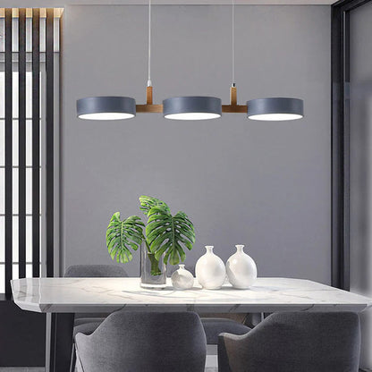 Contemporary metal cylinder multi-light Nordic pendant lamp