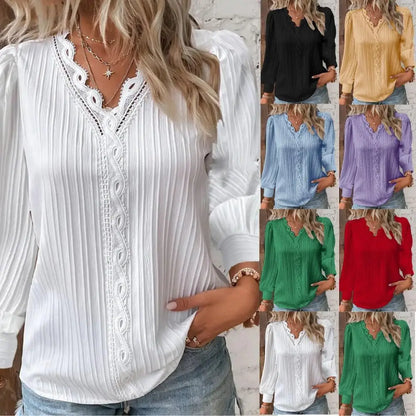 EMMA™ | BLOUSE MET KANTDETAILS IN CHIFFON