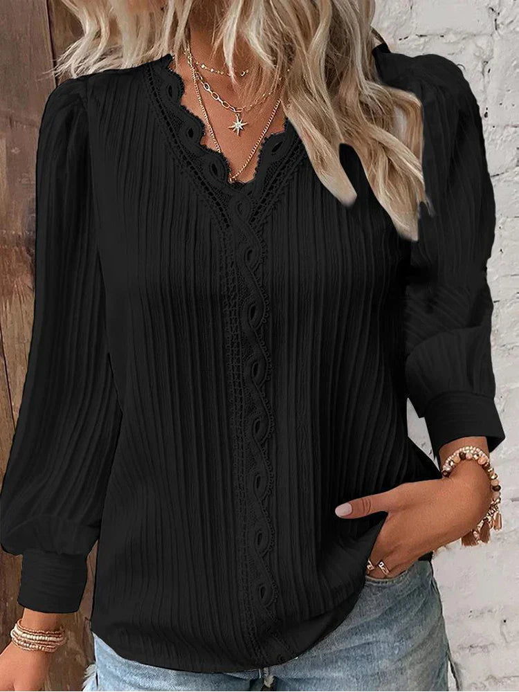 EMMA™ | BLOUSE MET KANTDETAILS IN CHIFFON