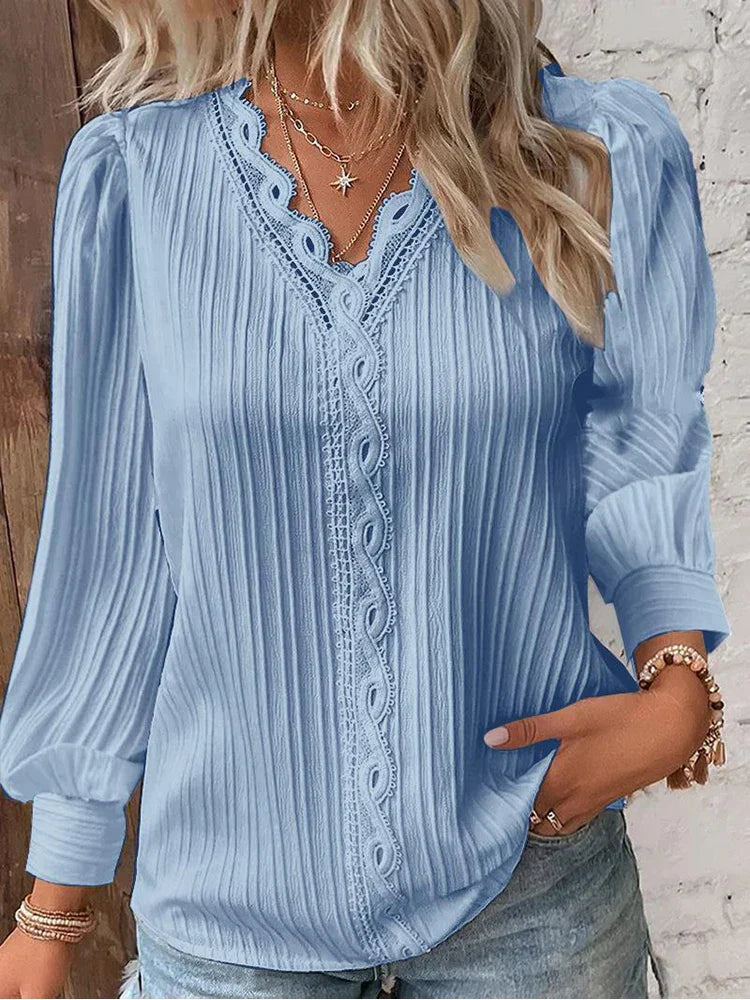 EMMA™ | BLOUSE MET KANTDETAILS IN CHIFFON