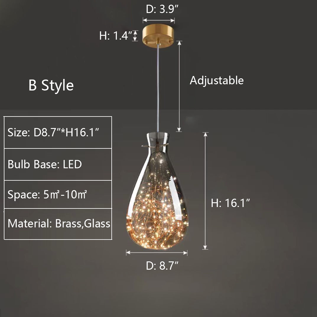 Modern Gray Glass Starry Sky Pendant Lamp