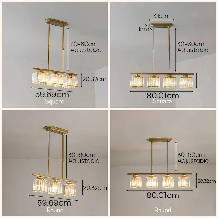 Noorse Multi-Head Lange Glazen Eilandlamp