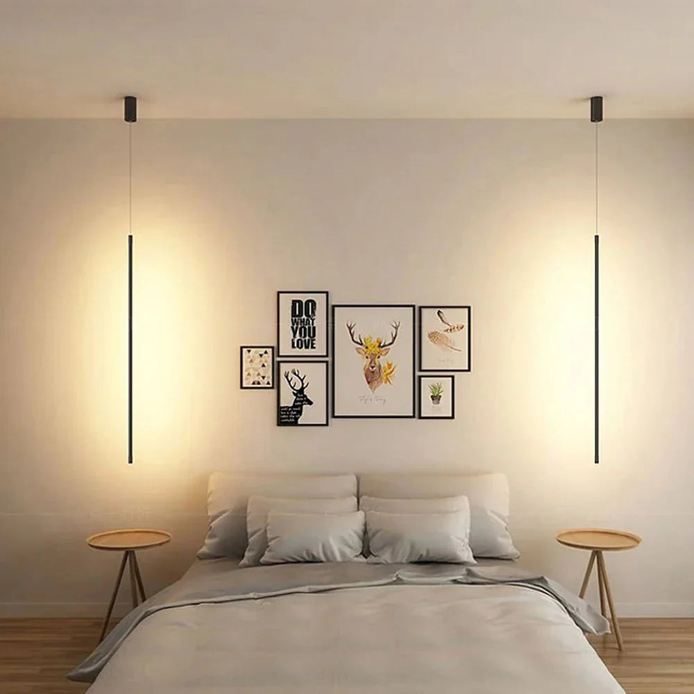 Minimalistische lange LED hanglamp van aluminium