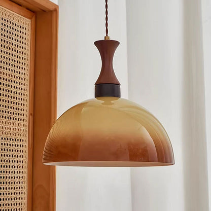 Retro amber glazen boerderij hanglamp