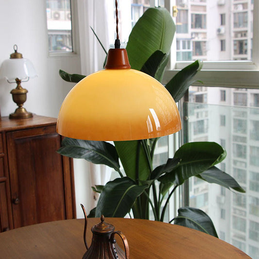 Retro amber glazen boerderij hanglamp