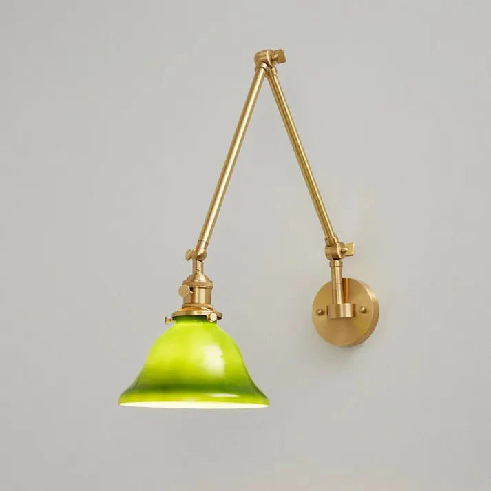 Vintage Zwenkarm Verstelbare Groene Glazen Wandlamp