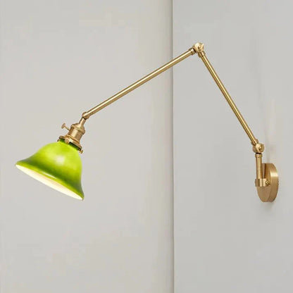 Vintage Zwenkarm Verstelbare Groene Glazen Wandlamp