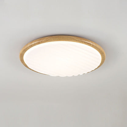 Ronde hout geplooide LED slaapkamer plafondlamp