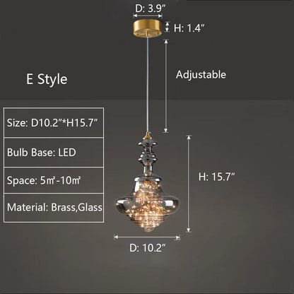 Modern Gray Glass Starry Sky Pendant Lamp