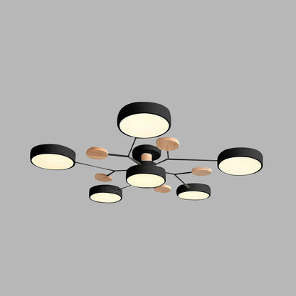 Contemporary Round Iron LED Semi-Flush Pendant Light 