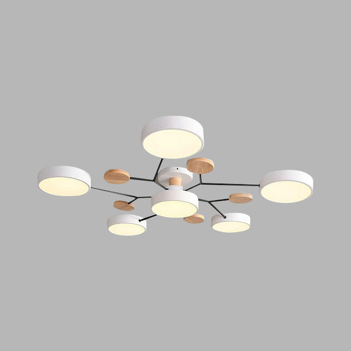 Contemporary Round Iron LED Semi-Flush Pendant Light 