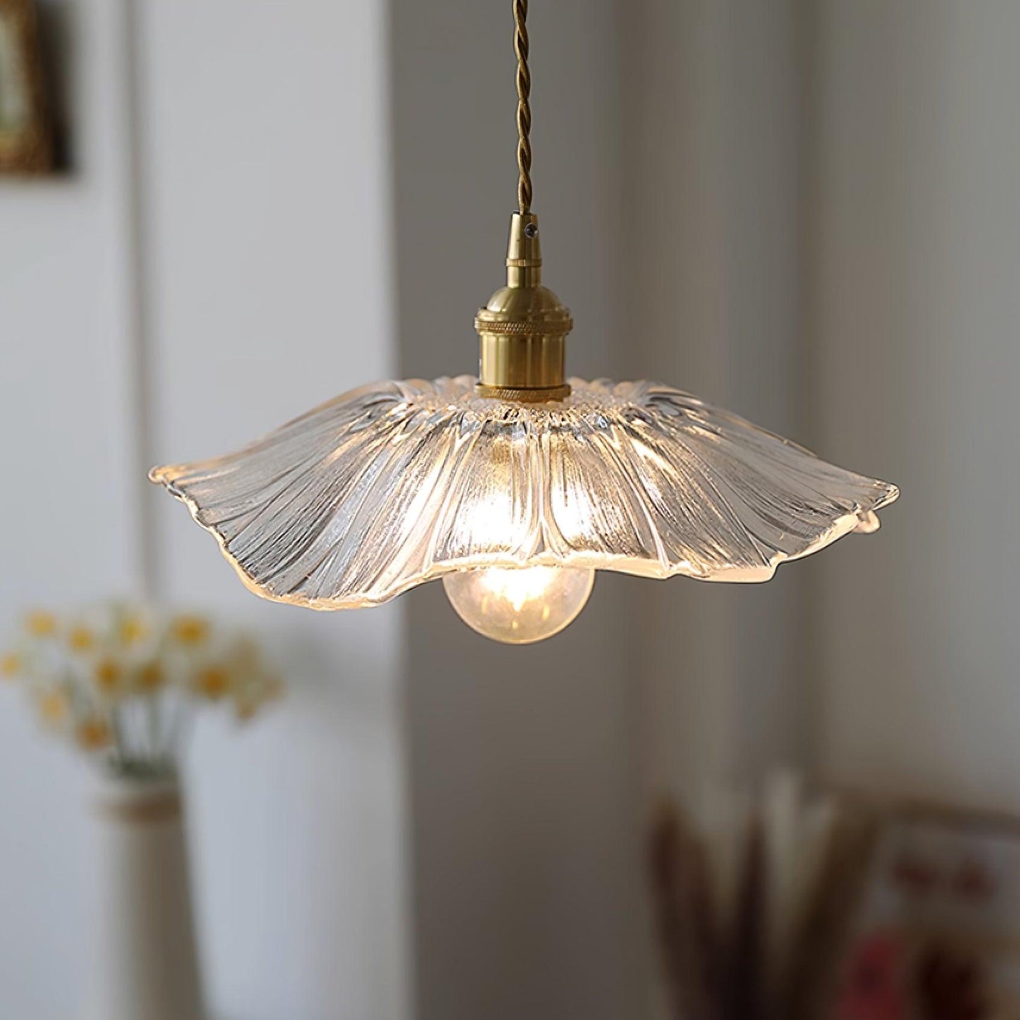 Bloem glazen hanglamp