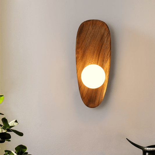 Natuurlijke houten wandlamp