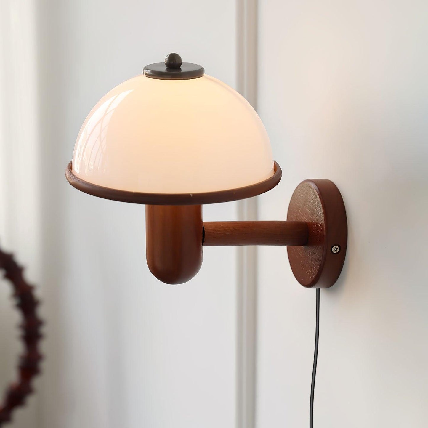 Mushroom wooden wall lamp 