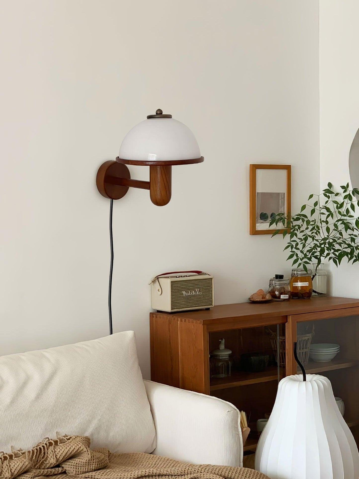 Mushroom wooden wall lamp 